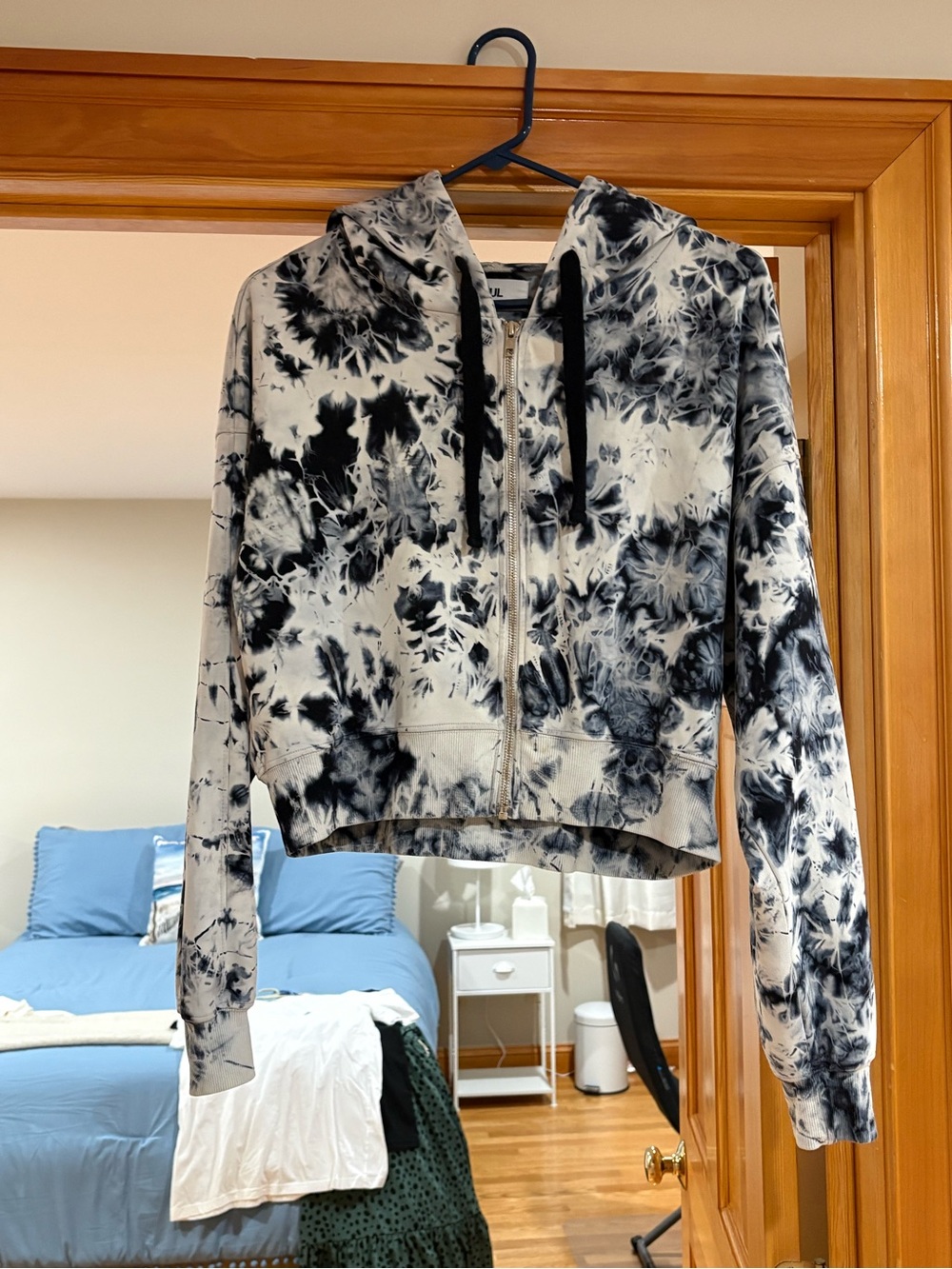 soulcycle Black and White Tie-Dye Zip Hoodie